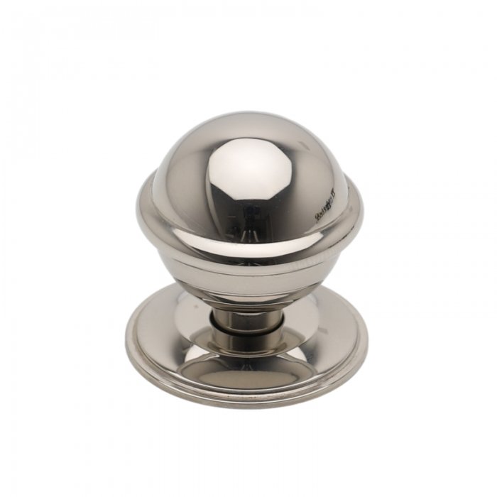 Polished Nickel Finish Rocher/Small With Base Plate Cabinet Knob